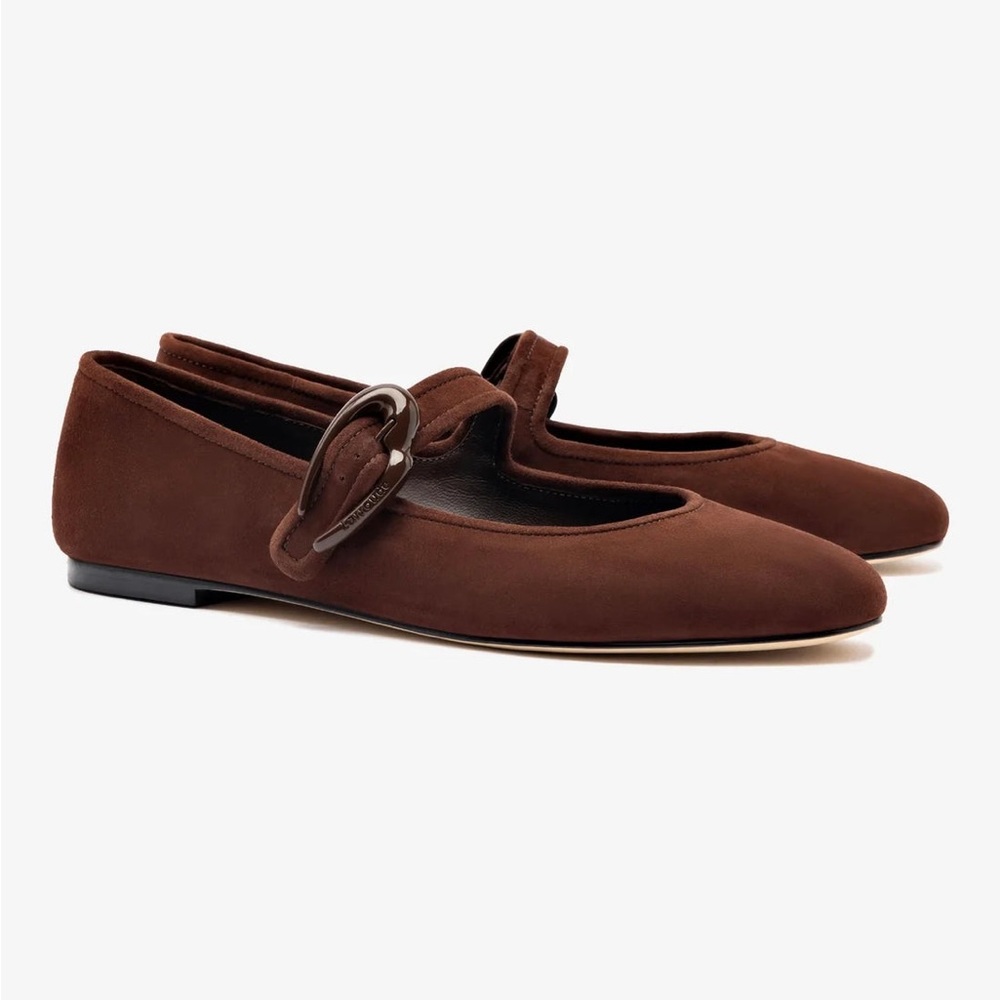 Larroudé Verona Ballet Flat In Brown Suede